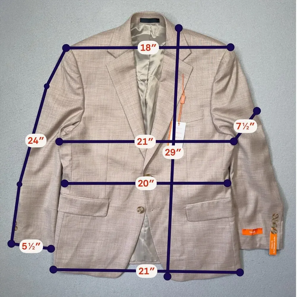 Tallia Men's Classic-Fit Suit Separate Jacket Tan 38S $360
